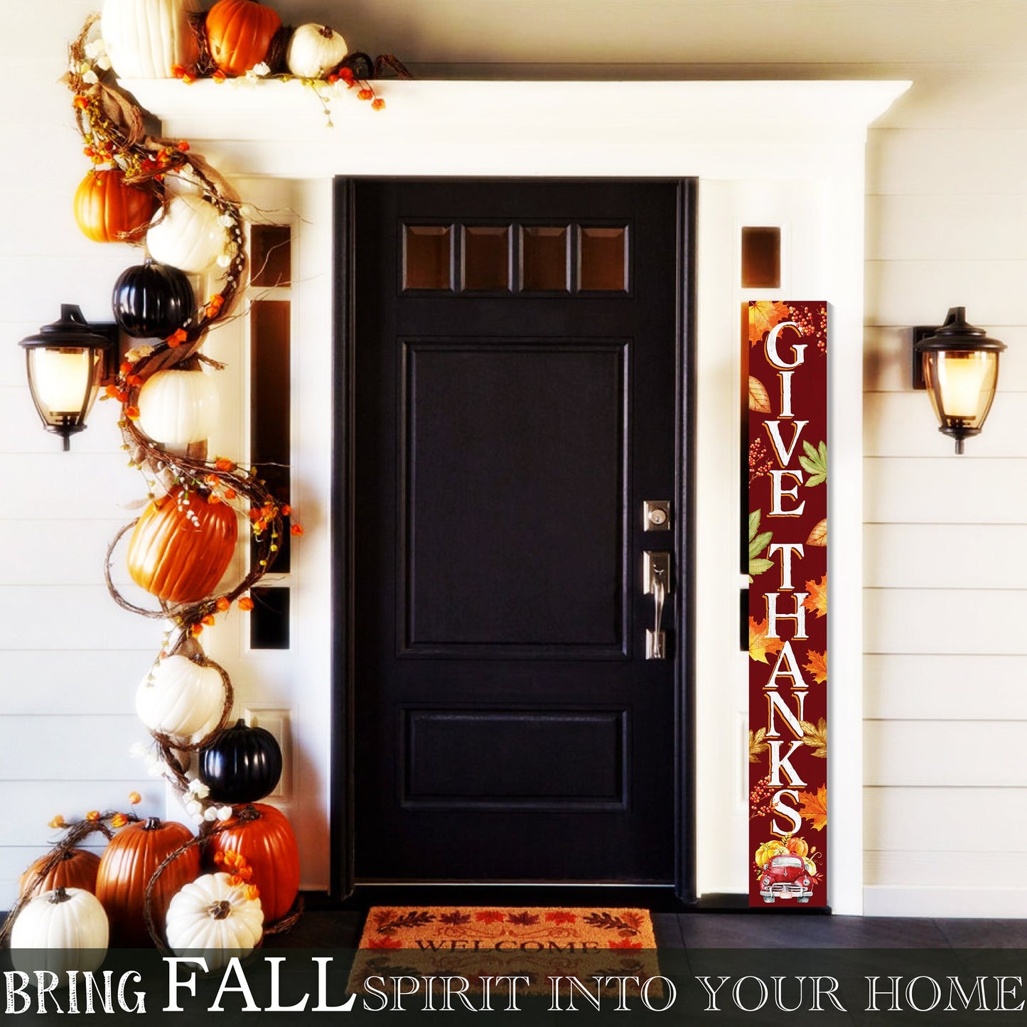 72in "Give Thanks" Fall Porch Sign | Front Door Autumn Decor | Thanksgiving Celebration | Ideal for Entryway, Living Room, Porch Decor