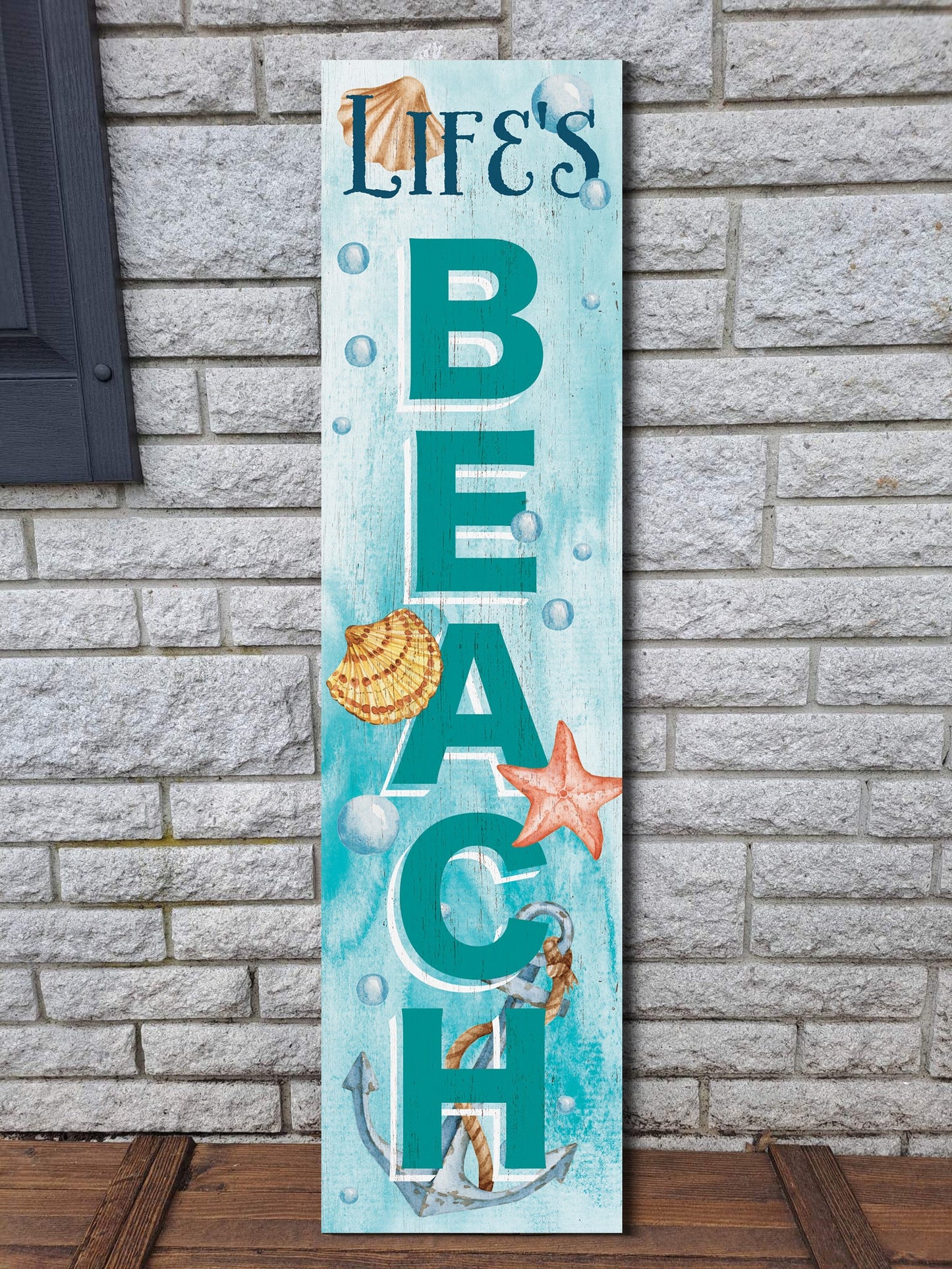 36in Wooden Life's a Beach Summer Welcome Porch Sign, Nautical Theme Front Door Decor, Coastal Wall Art, Rustic Beach House Outdoor Display