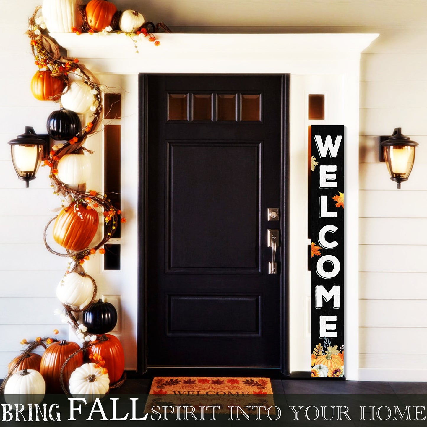 72in Fall Welcome Sign | Black Front Door Display | Perfect for Porch Decor | Ideal for Autumn Celebrations