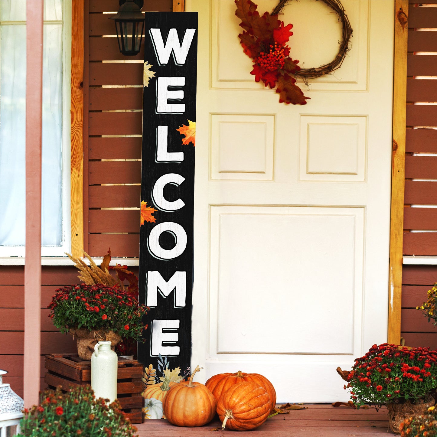 72in Fall Welcome Sign | Black Front Door Display | Perfect for Porch Decor | Ideal for Autumn Celebrations