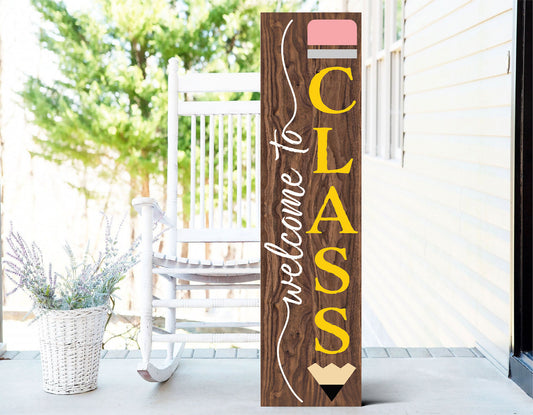 36in Welcome to Class Sign, Perfect Teacher Appreciation Gift, Porch Decor, Classroom Wall Display, Durable Wooden Construction