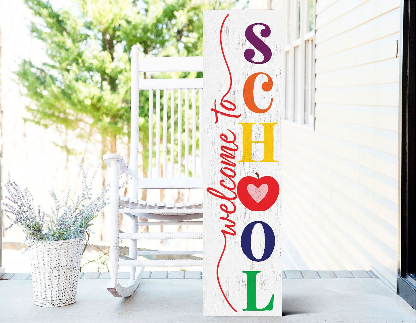 36in Welcome to School Porch Sign, Classroom Decor, Teacher Gift, Durable Wooden Sign, Vibrant Design