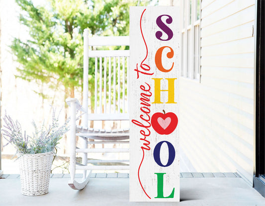 36in Welcome to School Porch Sign, Classroom Decor, Teacher Gift, Durable Wooden Sign, Vibrant Design