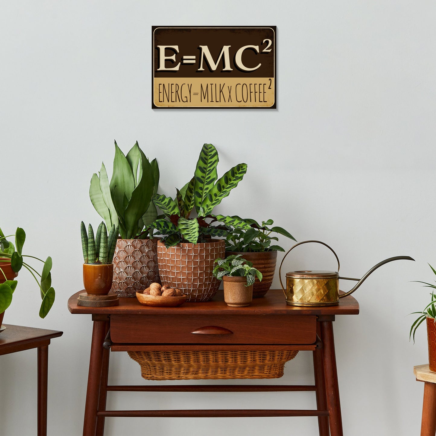 Wooden "E=MC2" Decor Sign, 7.5in x 5in, Humorous Mathematical Equation Art, Fun Indoor Display for Home, Office, or Classroom