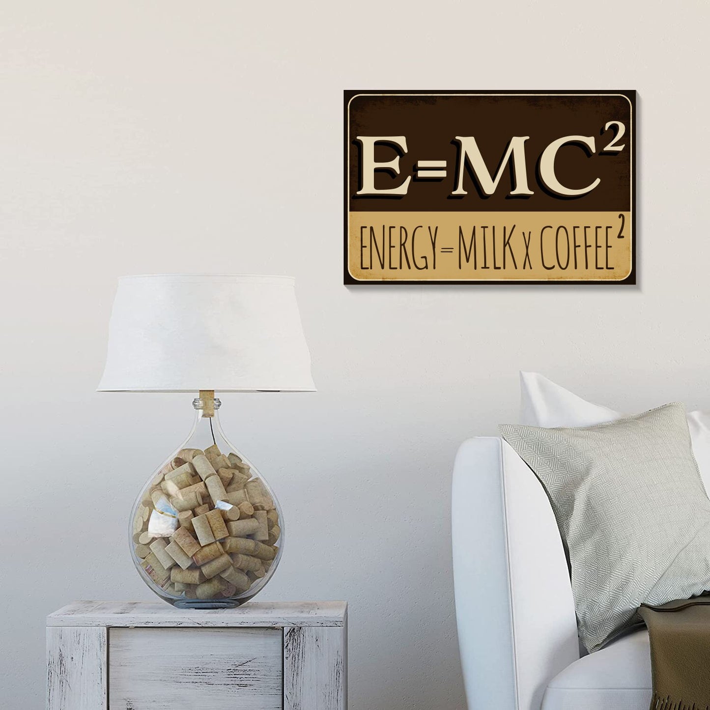 Wooden "E=MC2" Decor Sign, 7.5in x 5in, Humorous Mathematical Equation Art, Fun Indoor Display for Home, Office, or Classroom