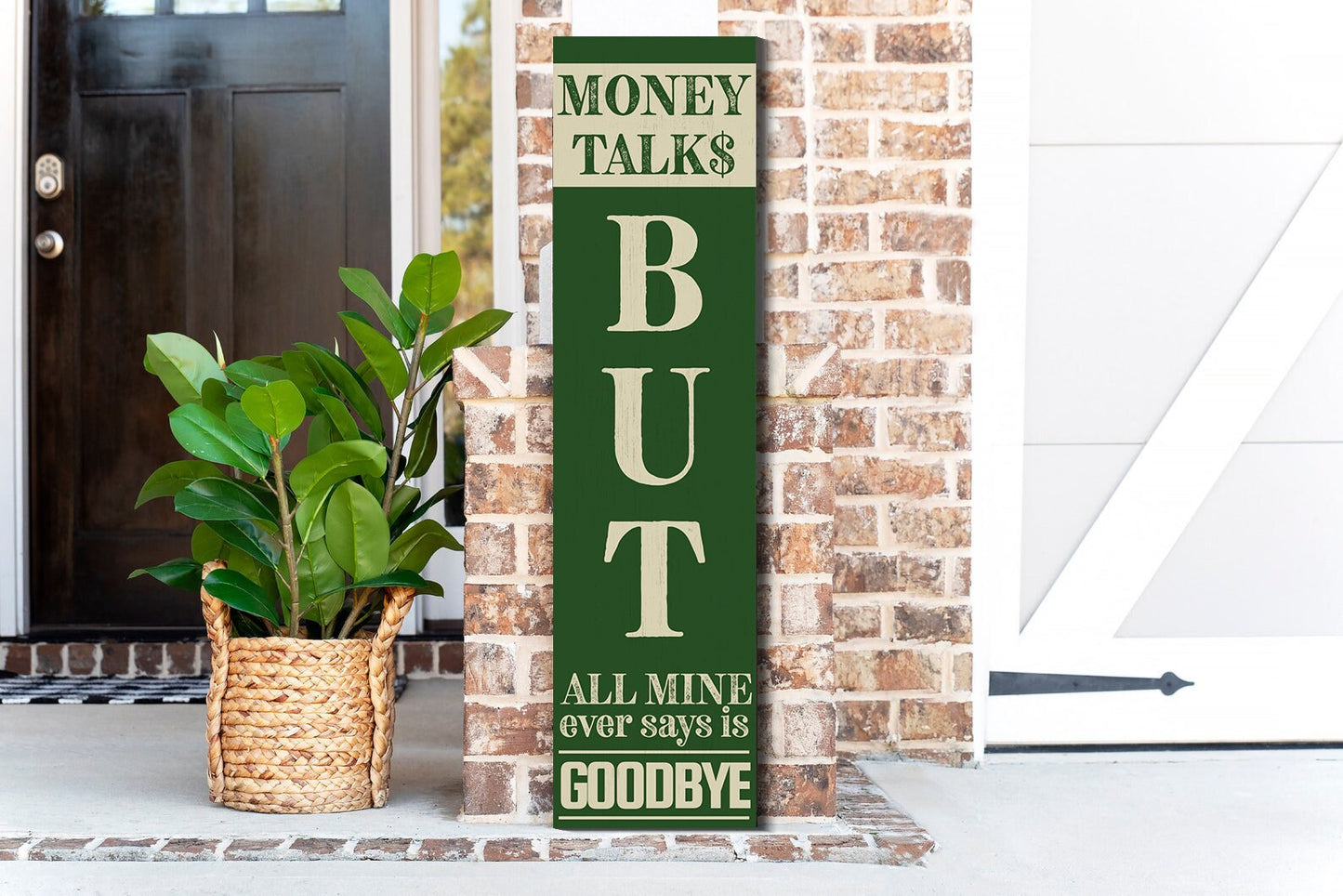 36in Humorous Wooden Sign "Money Talks - All Mine Ever Says Is Goodbye", Witty Wall Decor For Home, Office, Or Business