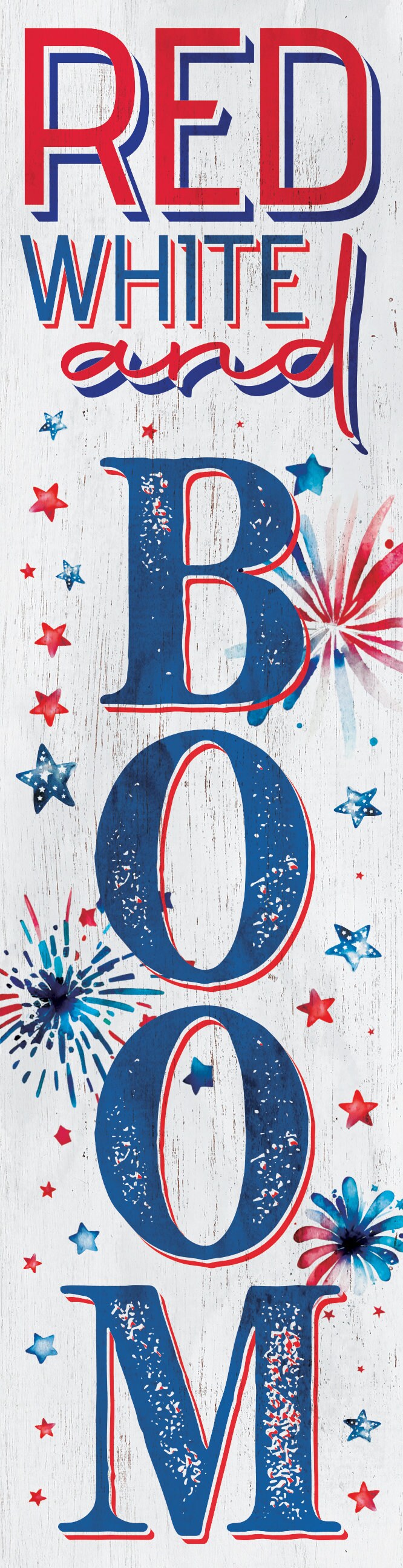 36in 4th of July "Red, White, and Boom" Porch Sign - Patriotic Front Door Decor for Independence Day Celebration