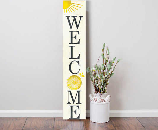 48in "Welcome" with Lemon Pattern Summer Porch Sign - Perfect for Front Porch Decor and Outdoor Parties