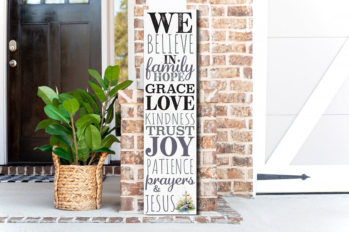 36in Christian Motivational Porch Sign - Inspirational Front Door Wall Decor for a Positive and Uplifting Atmosphere