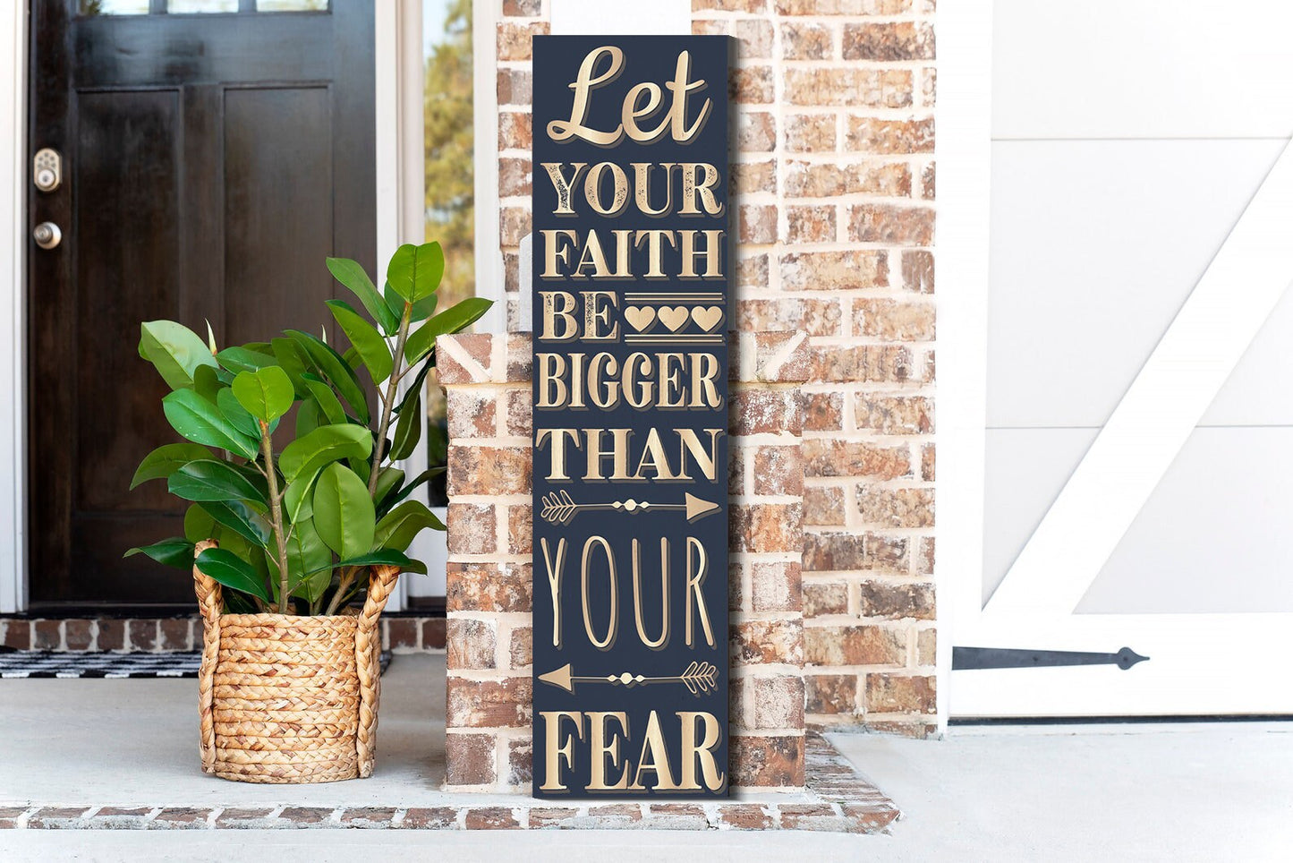 36in Christian Motivational Wooden Porch Sign | Inspirational Front Door Wall Decor | Positive & Uplifting Atmosphere