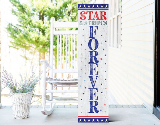 36in 4th of July Stars & Stripes Forever Porch Sign - Patriotic Front Door Decoration