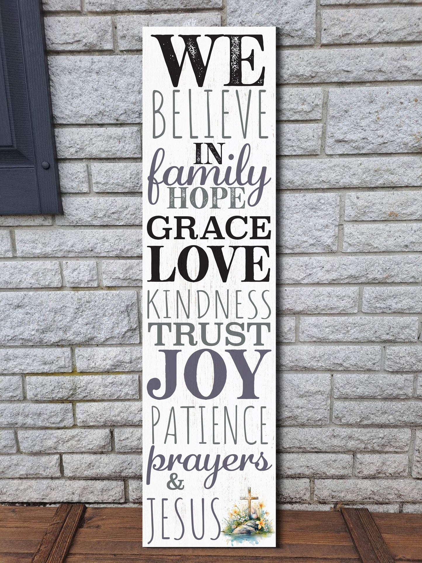 36in Christian Motivational Porch Sign - Inspirational Front Door Wall Decor for a Positive and Uplifting Atmosphere