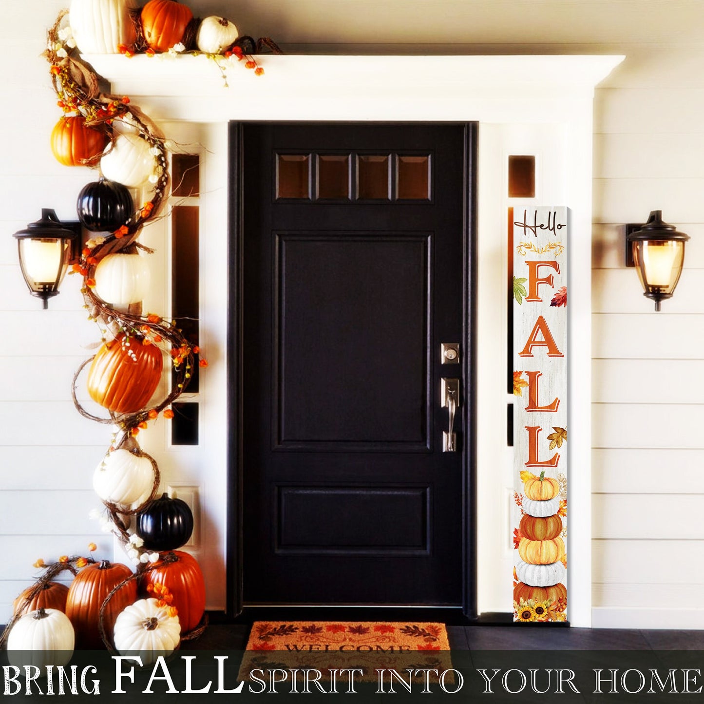 72-Inch Wooden "Hello Fall" Porch Sign - Seasonal Front Door Decor for Autumn Celebrations