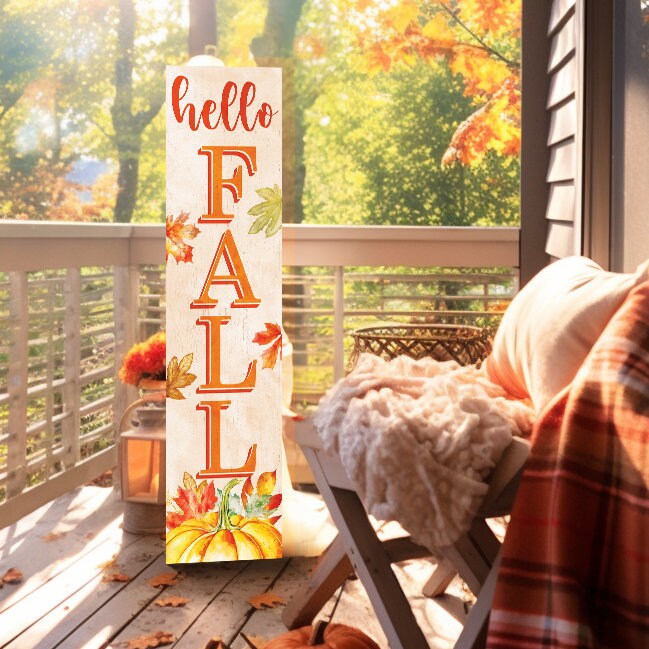 36in "Hello Fall" Porch Sign - Festive Outdoor Party Decor - Handcrafted Wooden Display - Autumn Home Accent