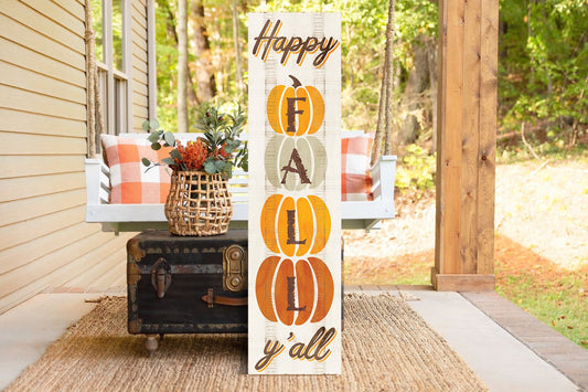 36in "Happy Fall Y'all" Wooden Porch Sign Seasonal Front Door Display | Perfect for Autumn Celebrations | Rustic Decor