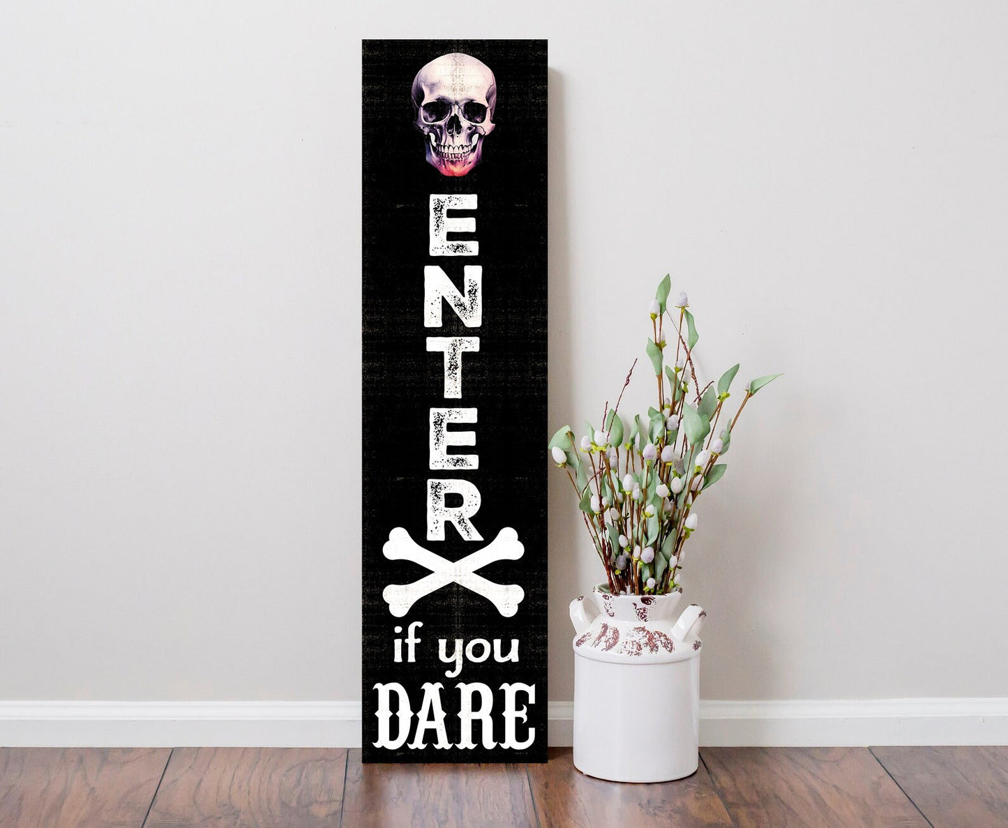 36in "Enter If You Dare" Wooden Porch Sign - Spooky Front Door Decor for Halloween Celebrations