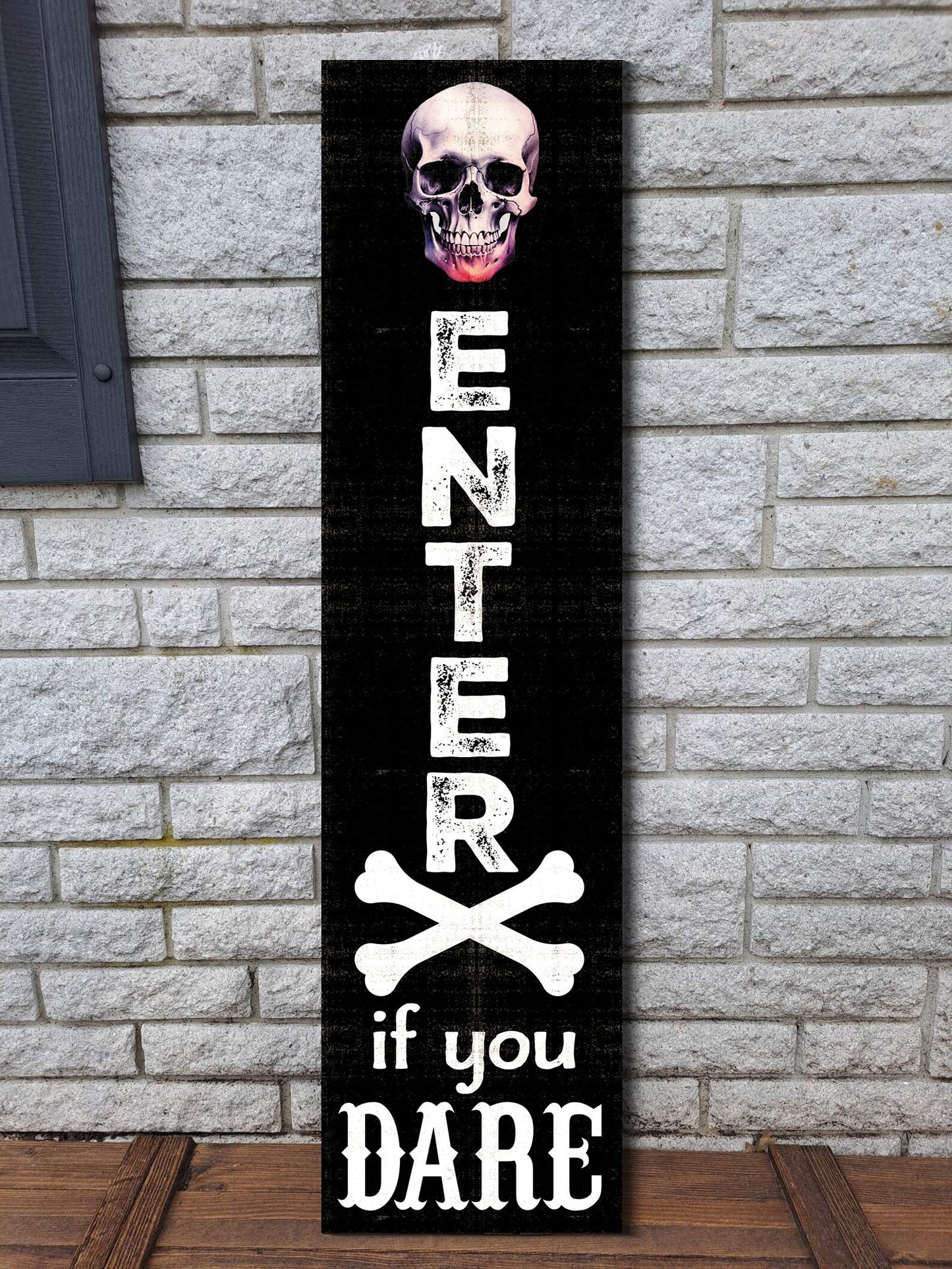 36in "Enter If You Dare" Wooden Porch Sign - Spooky Front Door Decor for Halloween Celebrations