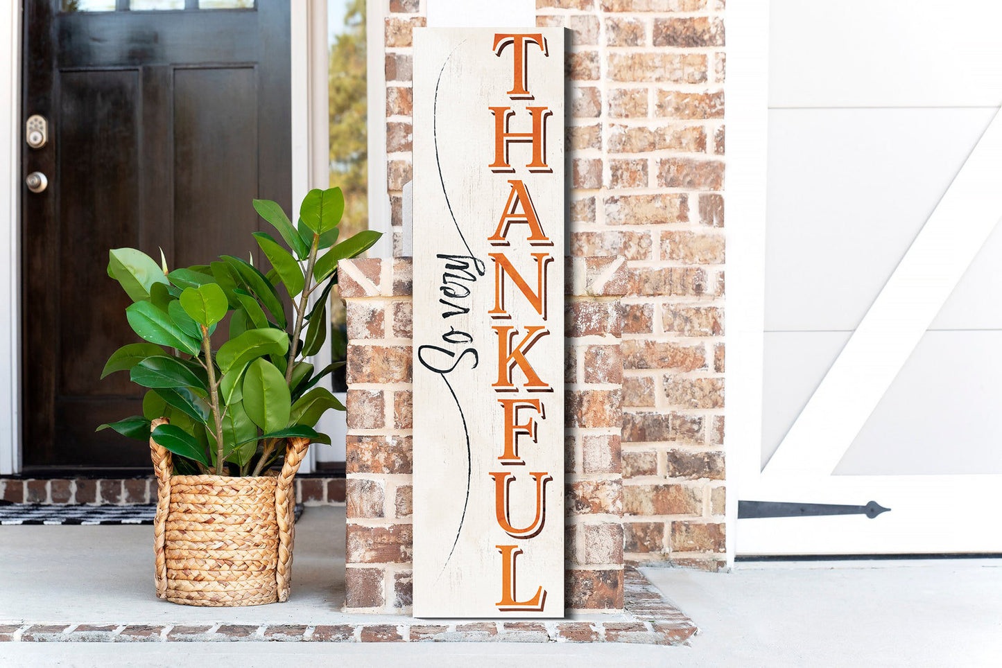 36-Inch "So Very Thankful" Thanksgiving Porch Sign - Wooden Decor - Festive Fall Display for Front Door or Entryway