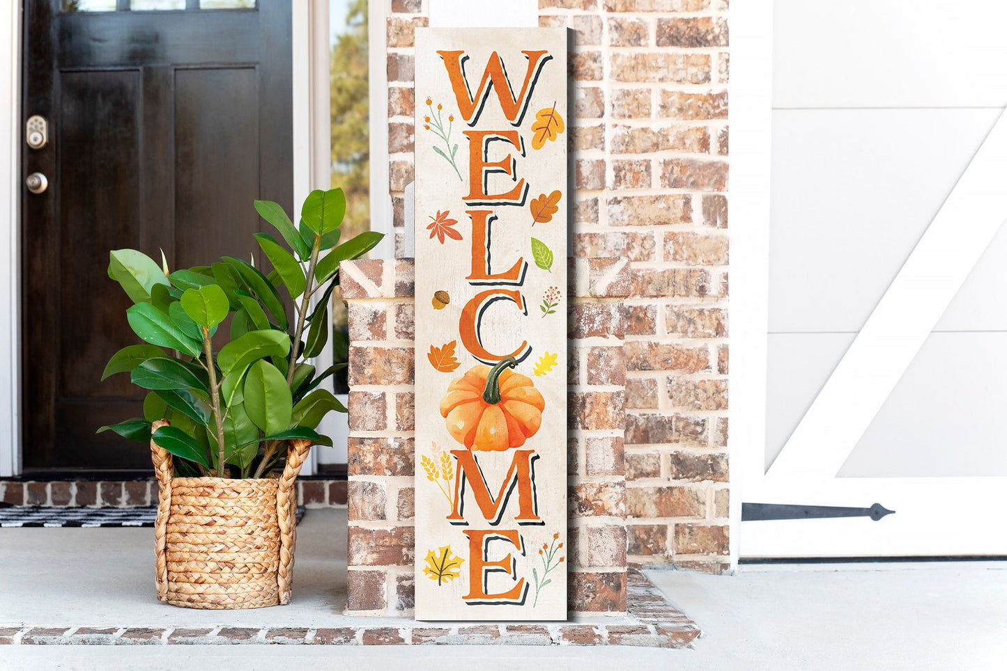 36in "Welcome" Fall Porch Sign - Rustic Harvest Decor for Front Door Display during Thanksgiving Celebrations