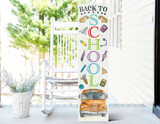 36in "Back to School" Porch Sign - Wooden Wall Decor for Classroom Door Decoration