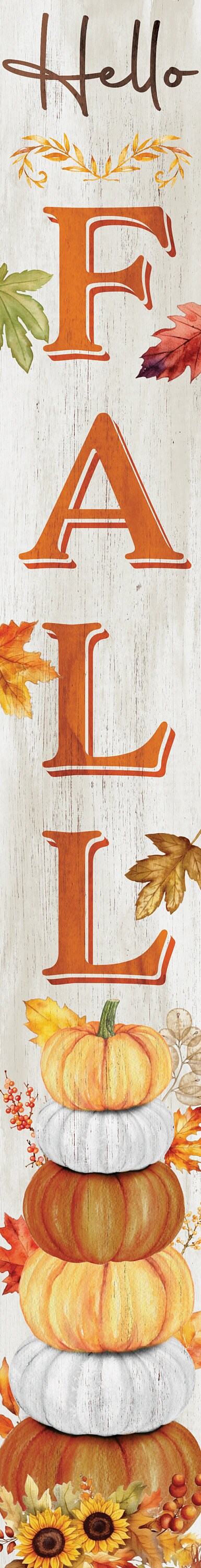 72-Inch Wooden "Hello Fall" Porch Sign - Seasonal Front Door Decor for Autumn Celebrations