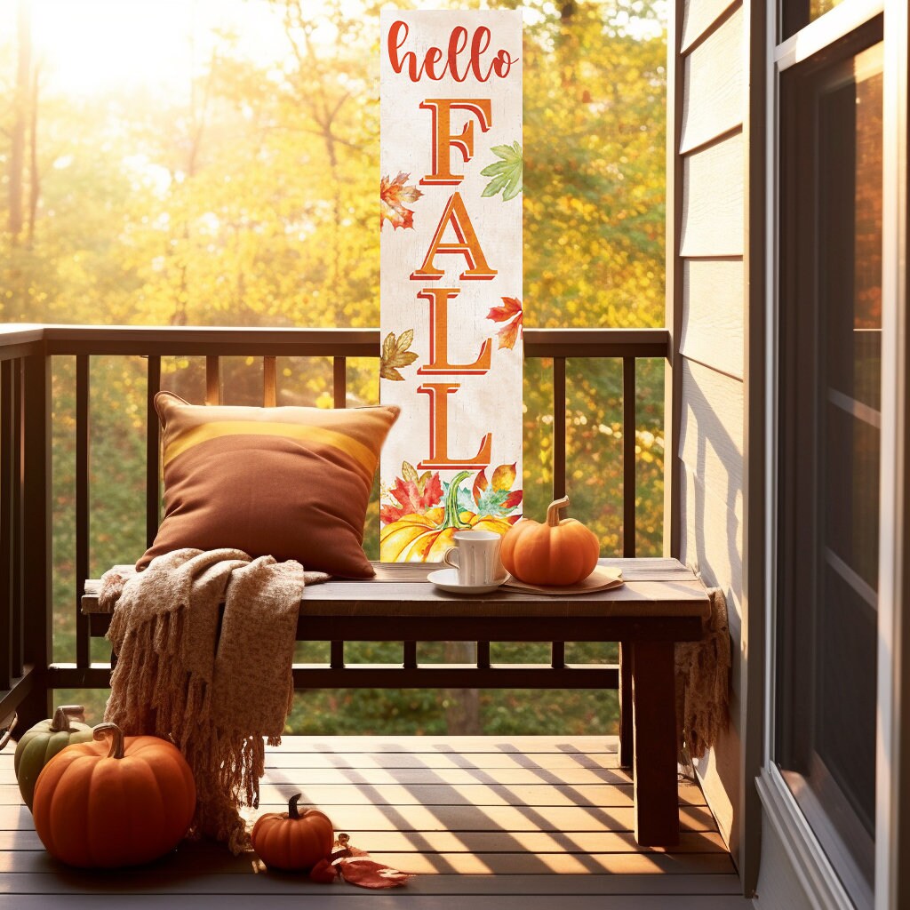 36in "Hello Fall" Porch Sign - Festive Outdoor Party Decor - Handcrafted Wooden Display - Autumn Home Accent