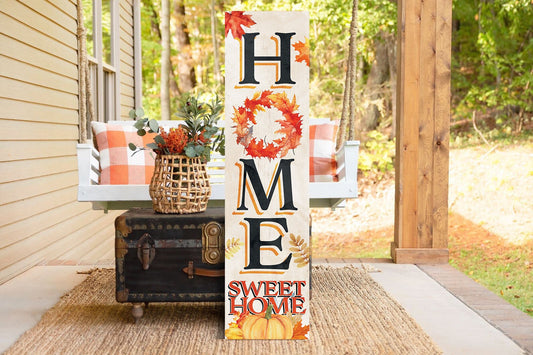 36in "Home Sweet Home" Fall Porch Sign - Front Door Decor for Autumn Celebrations