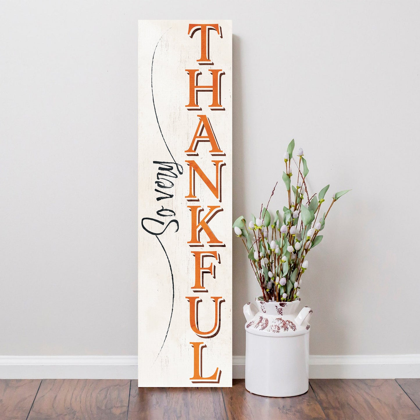 36-Inch "So Very Thankful" Thanksgiving Porch Sign - Wooden Decor - Festive Fall Display for Front Door or Entryway