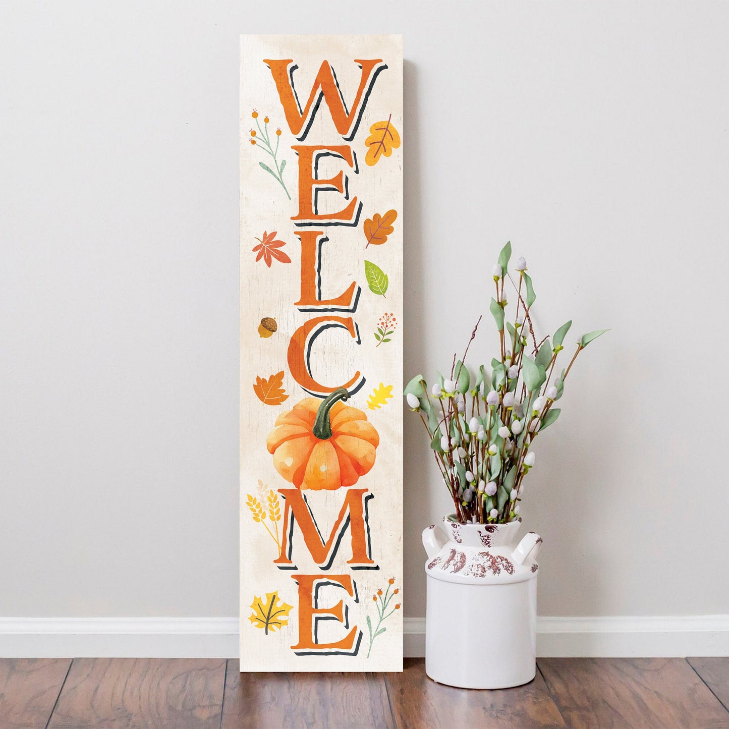 36in "Welcome" Fall Porch Sign - Rustic Harvest Decor for Front Door Display during Thanksgiving Celebrations