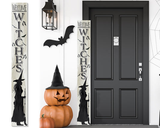 72-Inch "Welcome Witches" Wooden Halloween Sign - Spellbinding Front Door Decor for Porch, Entryway, and Spooky Season Festivities