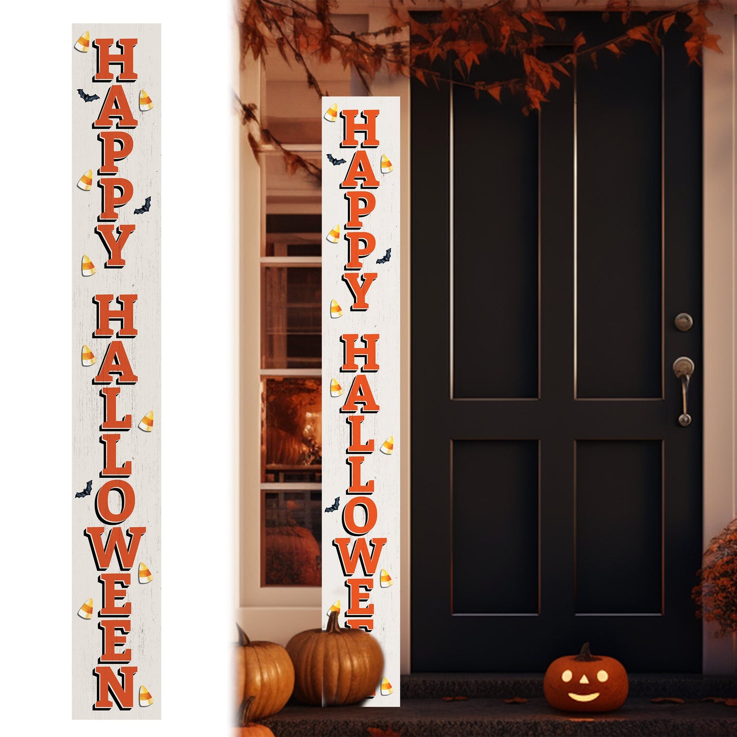 72in Happy Halloween Porch Sign - Spooky Front Door Decor for Halloween