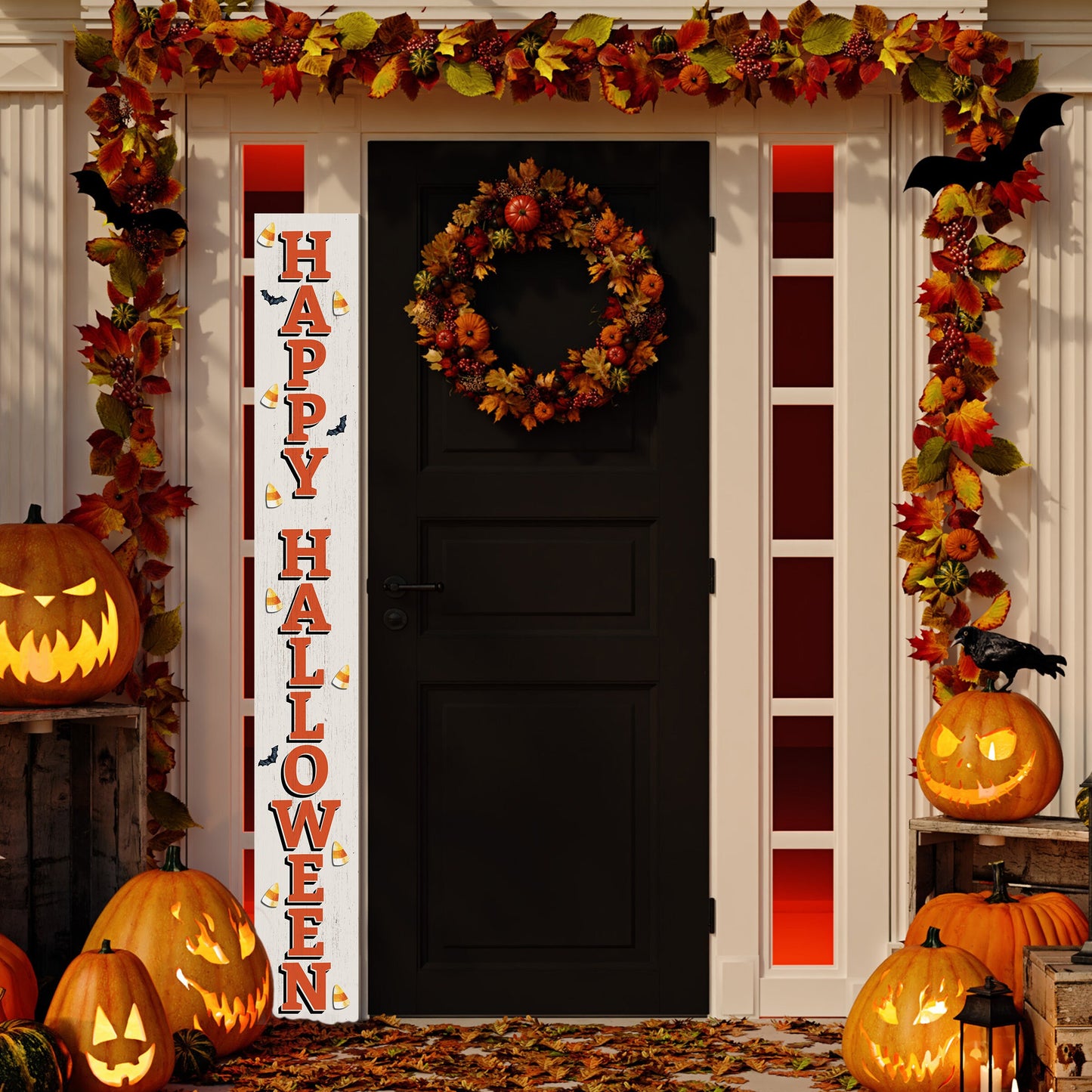 72in Happy Halloween Porch Sign - Spooky Front Door Decor for Halloween