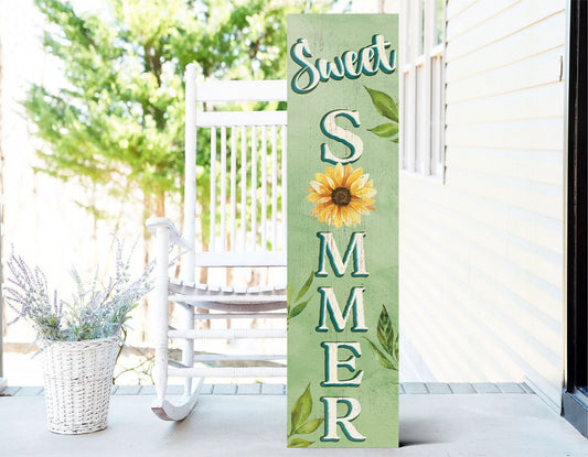 36in Sweet Summer Sunflower Home Porch Sign - Rustic Farmhouse Wooden Wall Decor for Outdoor & Indoor