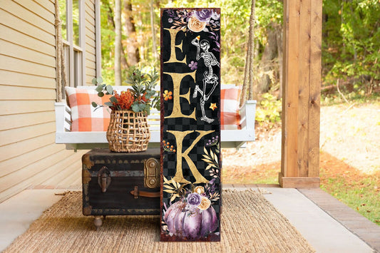 36in "EEK" Halloween Porch Sign - Front Porch Halloween Welcome Sign, Vintage Halloween Decoration, Rustic Modern Farmhouse Entryway Board