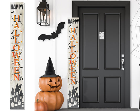 72in Wooden "Happy Halloween" Porch Sign - Spooky and Festive Front Door Decor for Seasonal Celebrations