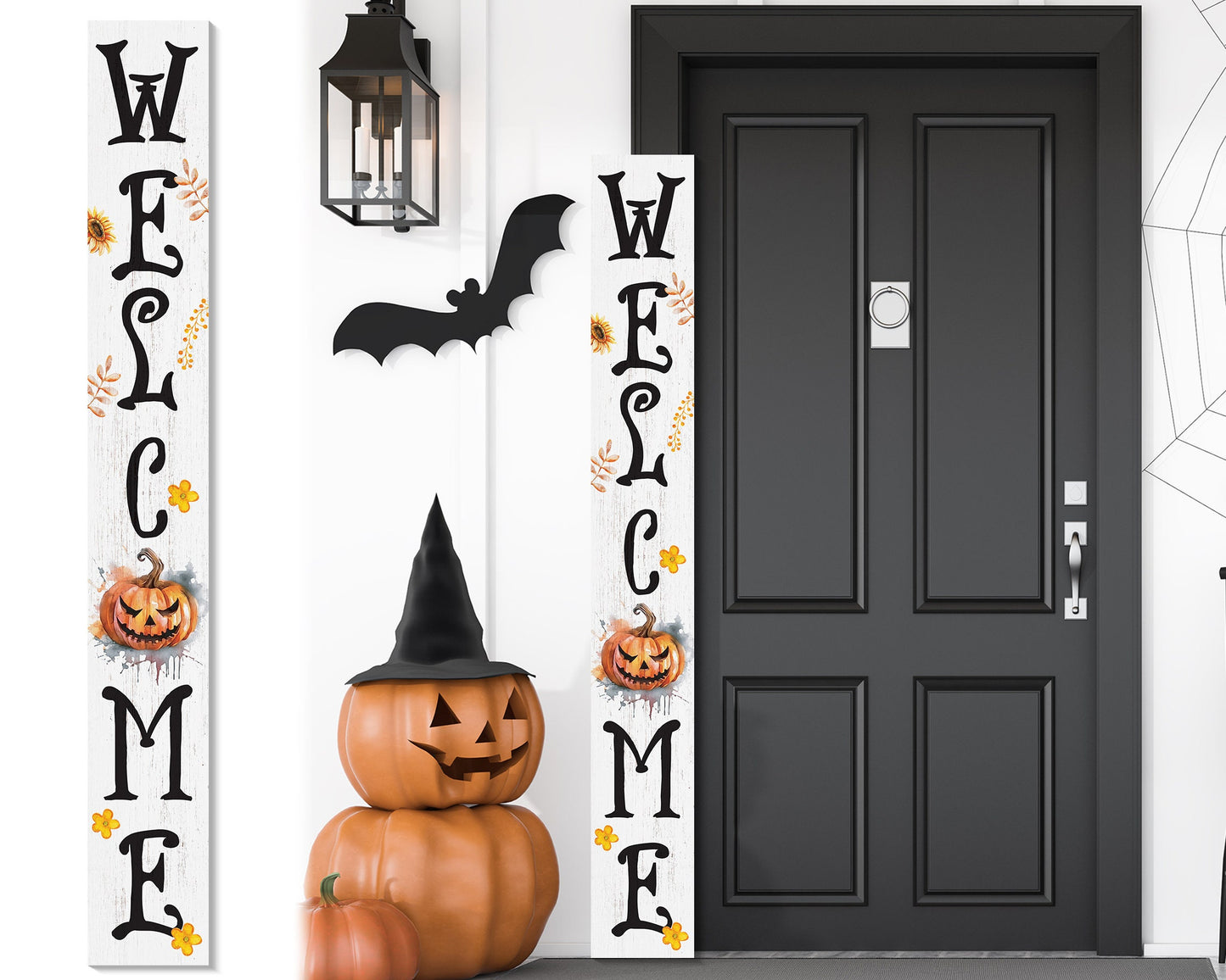 72in Jack-o-Lantern Halloween Porch Sign - Front Porch Halloween Welcome Sign with Halloween Decoration, Farmhouse Entryway Porch Decor