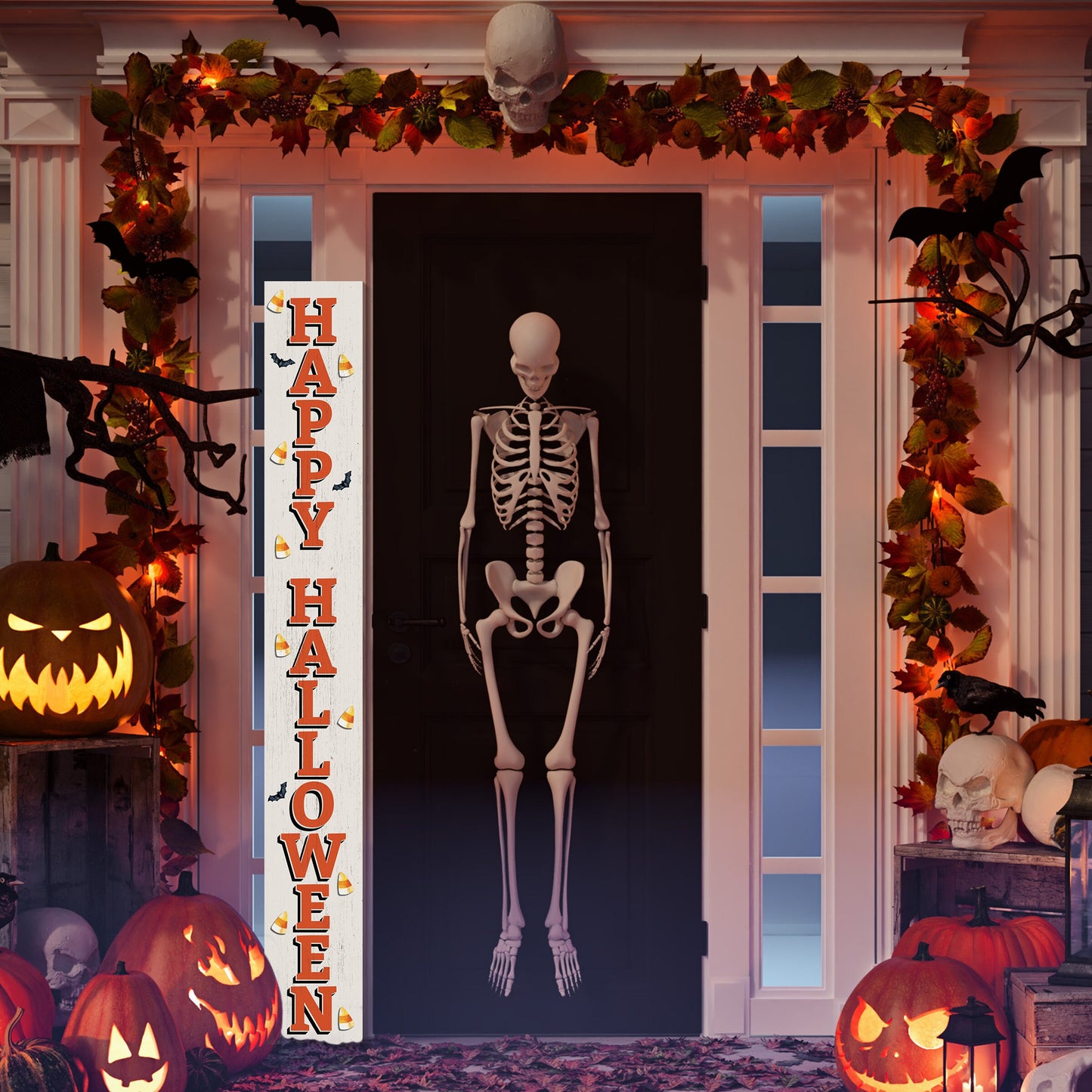 72in Happy Halloween Porch Sign - Spooky Front Door Decor for Halloween