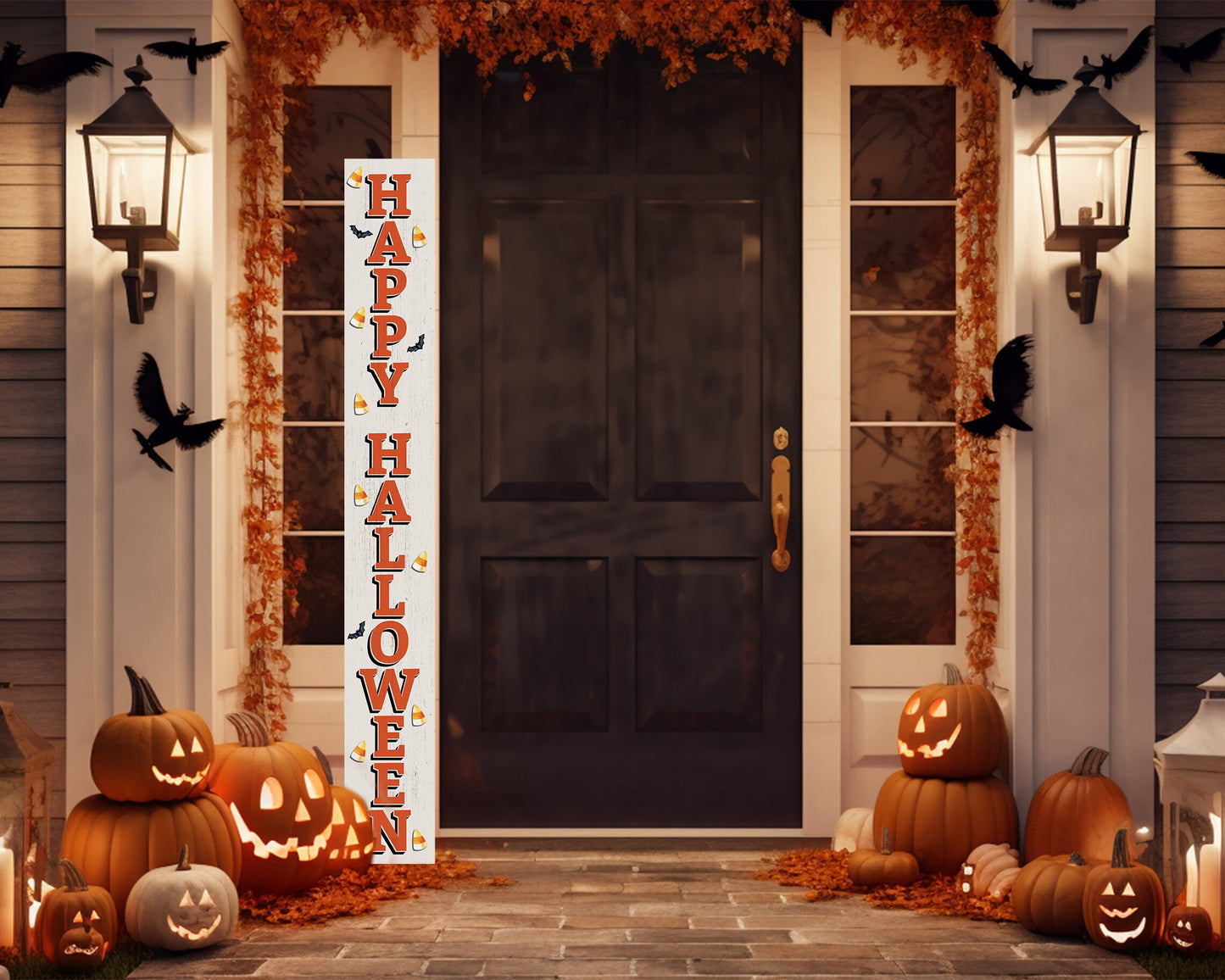 72in Happy Halloween Porch Sign - Spooky Front Door Decor for Halloween