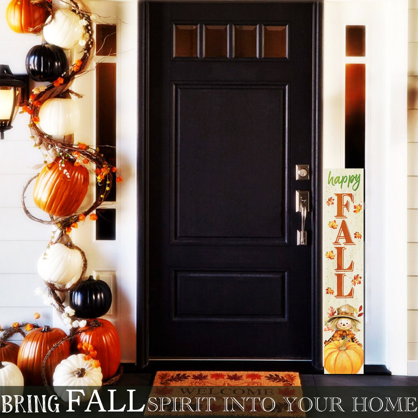 Welcome Autumn: 48in 'Happy Fall' Wooden Porch Sign with Unique Scarecrow Design - Perfect Seasonal Decor for Your Front Door or Porch!