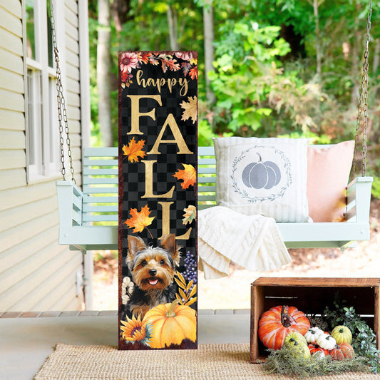 36in Hello Fall Personalized Pet Porch Sign - Front Porch Fall Welcome Sign with Vintage Autumn Decoration, Modern Farmhouse Entryway Porch Decor