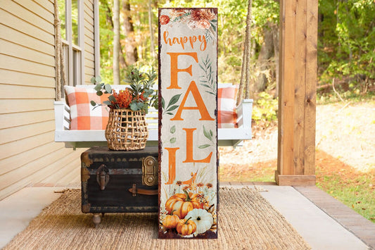 36in Fall Porch Sign, Front Porch Fall Welcome Sign with Vintage Autumn Decoration, Rustic Modern Farmhouse Entryway Porch Decor