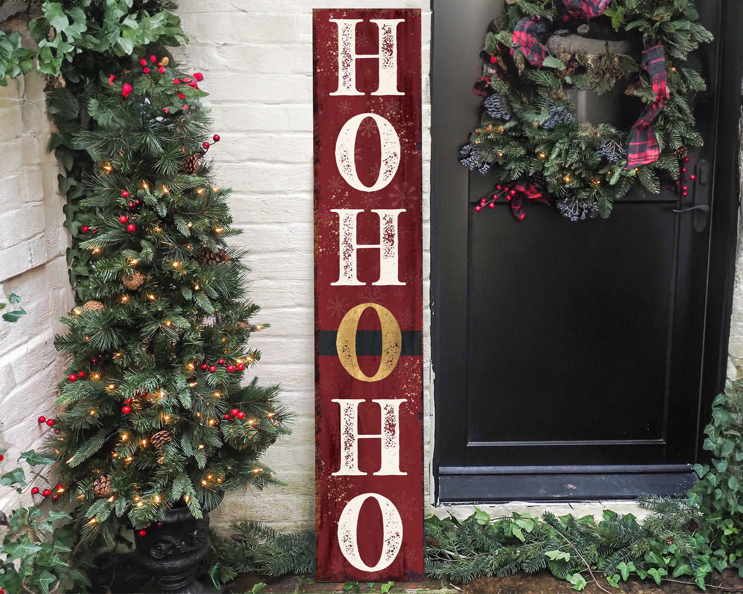 48in Ho Ho Ho Christmas Porch Sign - Front Porch Christmas Decor Welcome Sign, Rustic Modern Farmhouse Entryway Decor