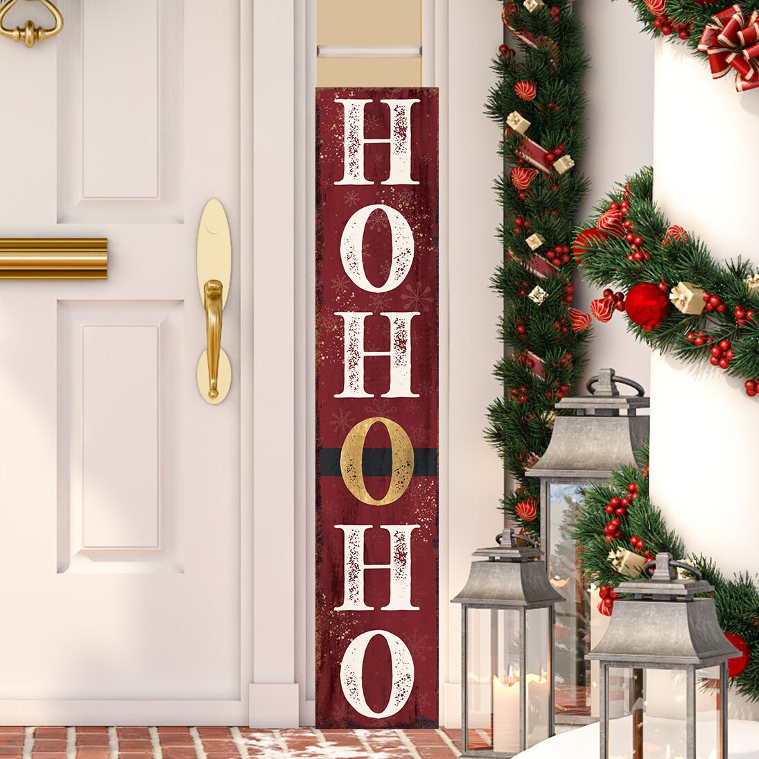 48in Ho Ho Ho Christmas Porch Sign - Front Porch Christmas Decor Welcome Sign, Rustic Modern Farmhouse Entryway Decor