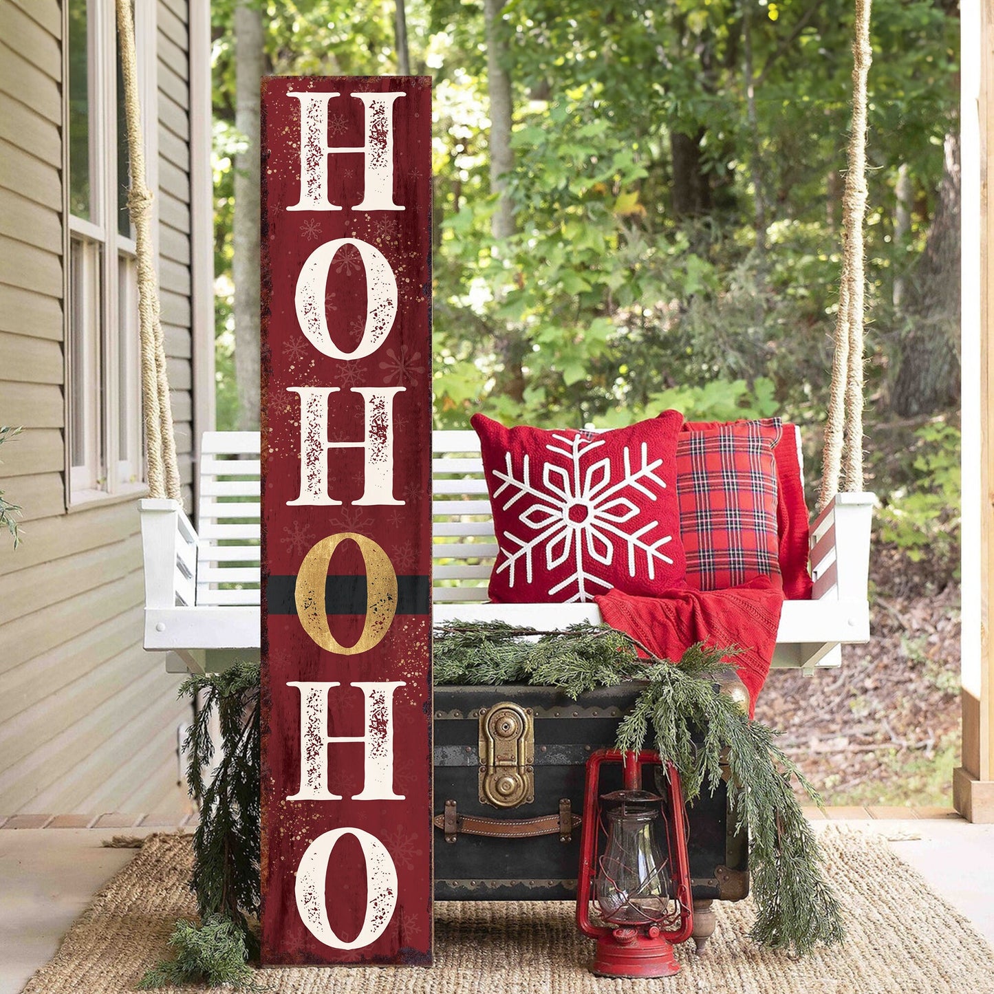 48in Ho Ho Ho Christmas Porch Sign - Front Porch Christmas Decor Welcome Sign, Rustic Modern Farmhouse Entryway Decor