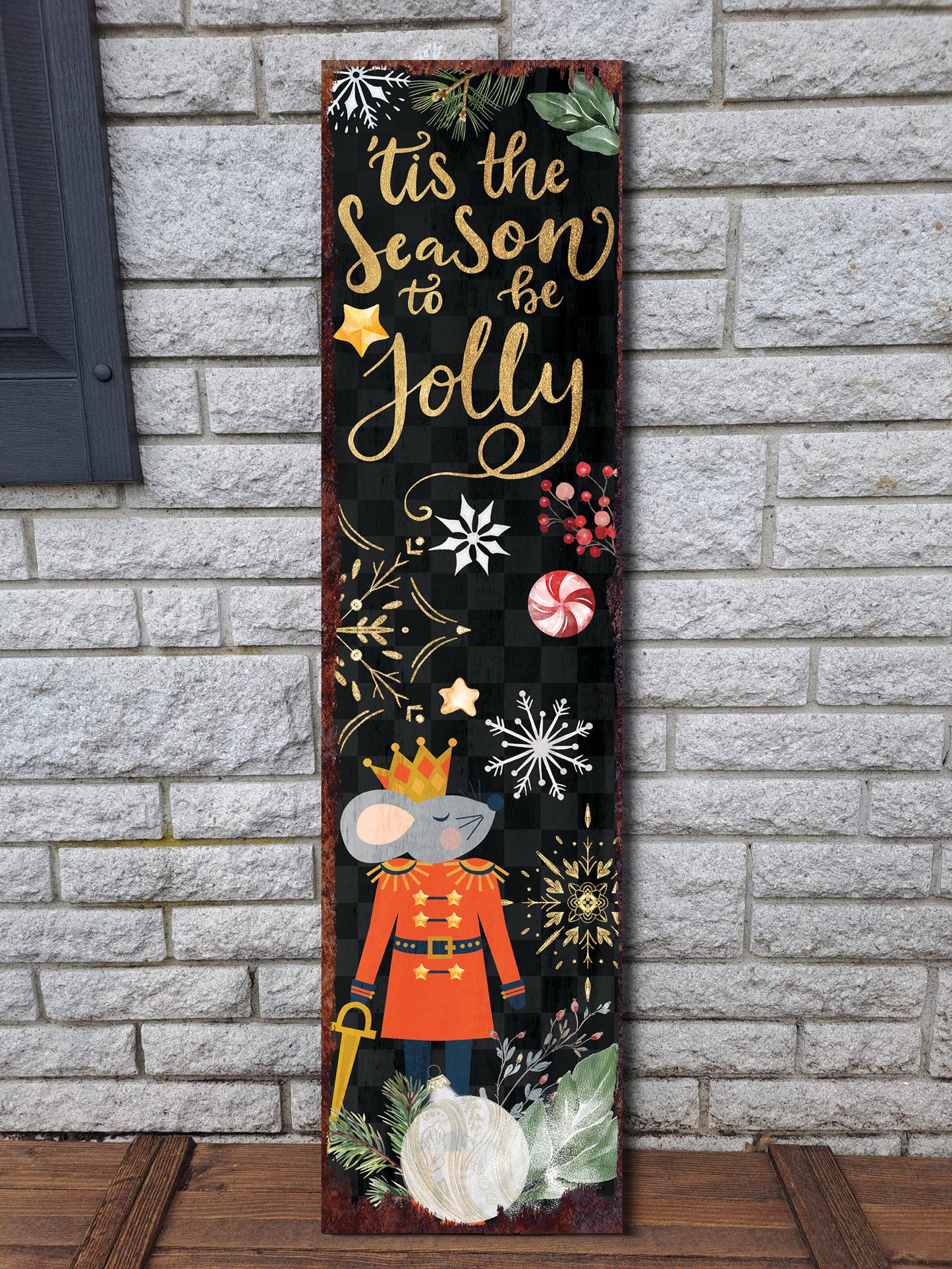 36in 'Tis the Season to be Jolly Christmas Porch Sign - Front Porch Christmas Welcome Sign, Rustic Modern Farmhouse Entryway Board