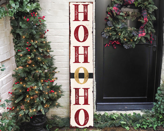 48in "Ho Ho Ho" Christmas Porch Sign | Front Porch Welcome Decor | Rustic Modern Farmhouse Entryway Board