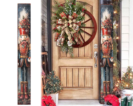 72in Nutcracker Soldier Christmas Sign for Front Porch - Christmas Celebrations Decor, Farmhouse Entryway Decor for Front Door