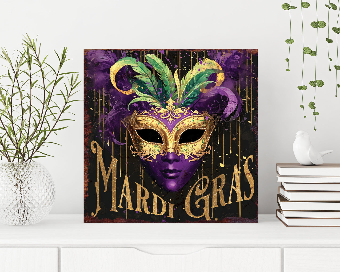 12in Square Mardi Gras Wall Decor, Mardi Gras Wall Art, Vintage Square Wall Decor, Wall Decor Home Decor