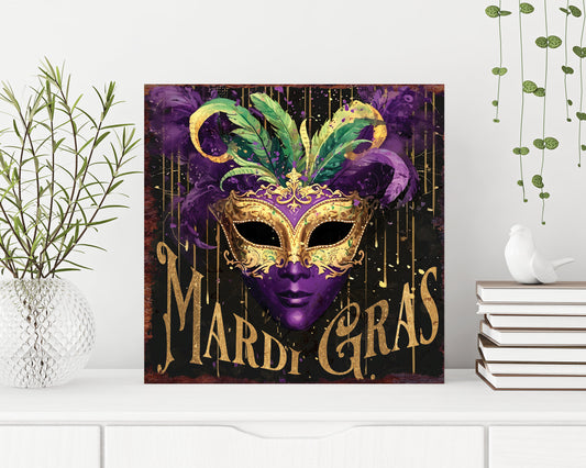 12in Square Mardi Gras Wall Decor, Mardi Gras Wall Art, Vintage Square Wall Decor, Wall Decor Home Decor