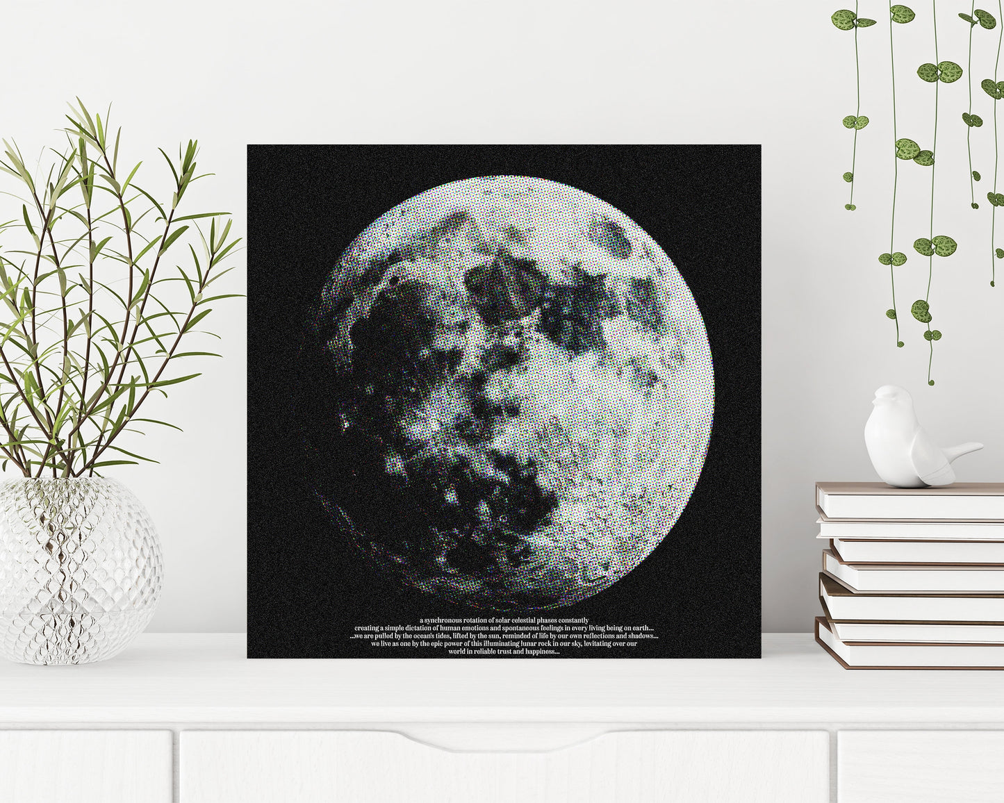 12in Full Moon Canvas Wall Art, Moon Wall Decor, Full Moon Canvas Printing, Moon Square Canvas Wall Art, Modern Living Room Decor